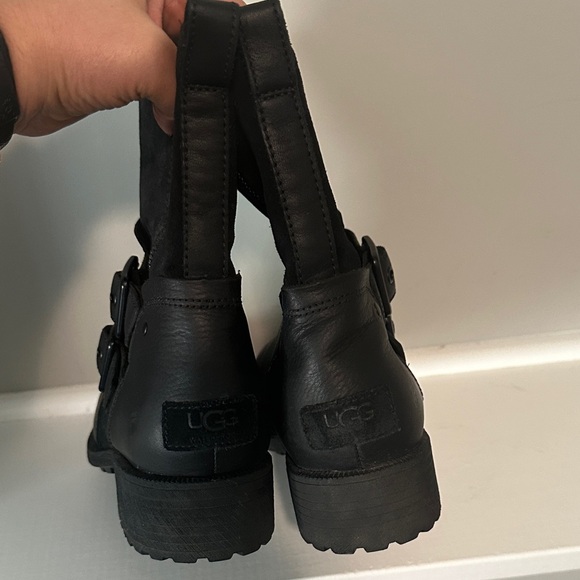 UGG Black Women’s Wilde Moto Boots with Buckle Detail - Picture 5 of 7